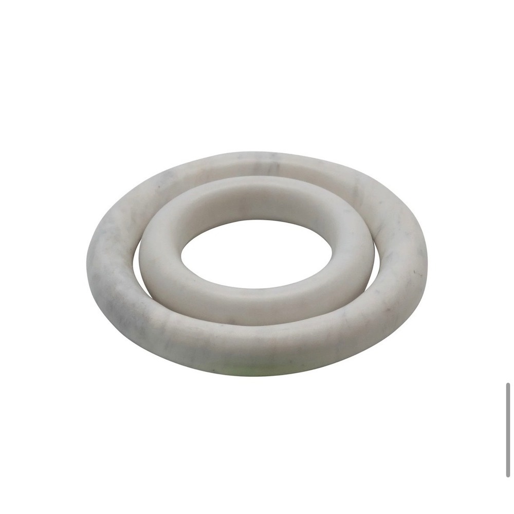 White Marble Round Ring Trivets Set of 2 Heat Resistant Kitchen Decorβ 8" & 5.5"